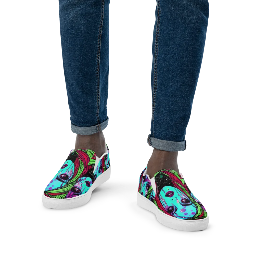 Luminous Nightfall on Men's Slip-On Canvas Shoes — Front