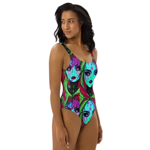 Luminous Nightfall on a One-Piece Swimsuit