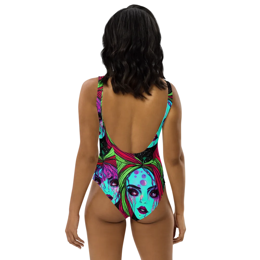 Luminous Nightfall on One-Piece Swimsuit — Back