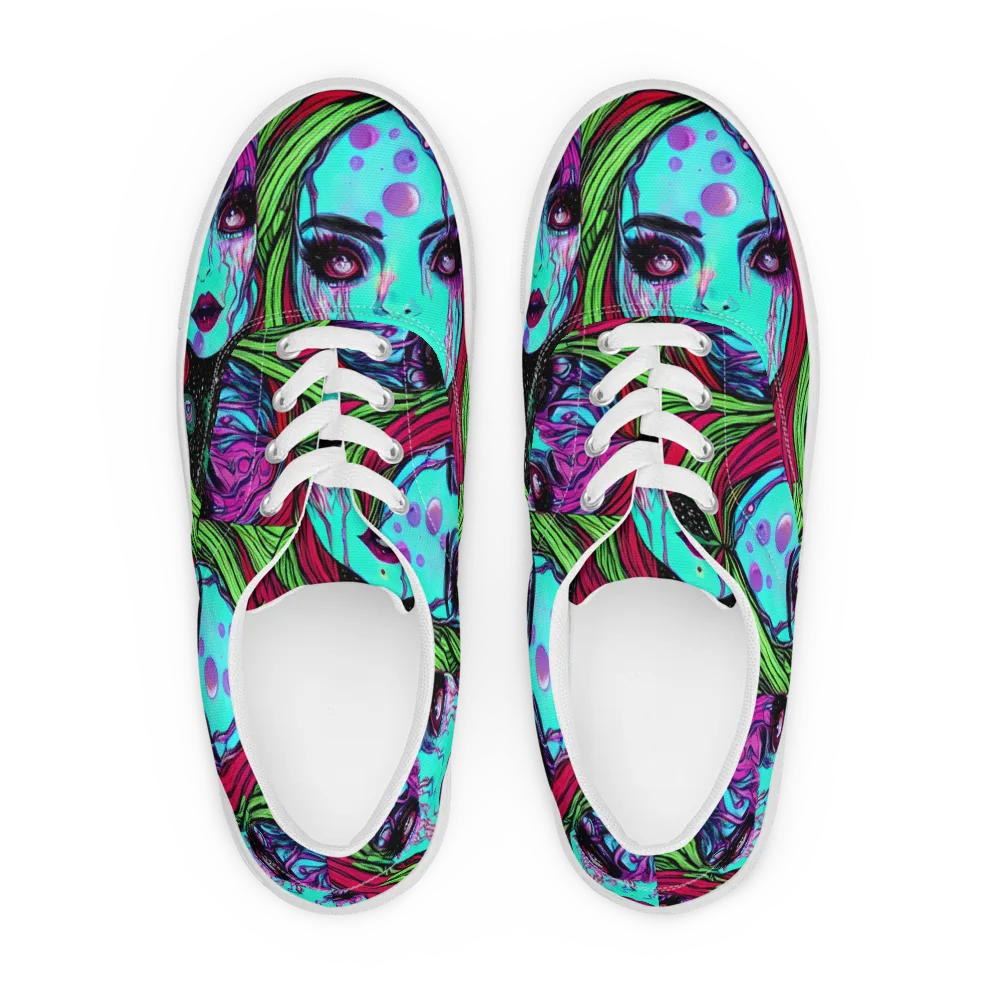 Luminous Nightfall on Men's Lace-Up Canvas Shoes — Front