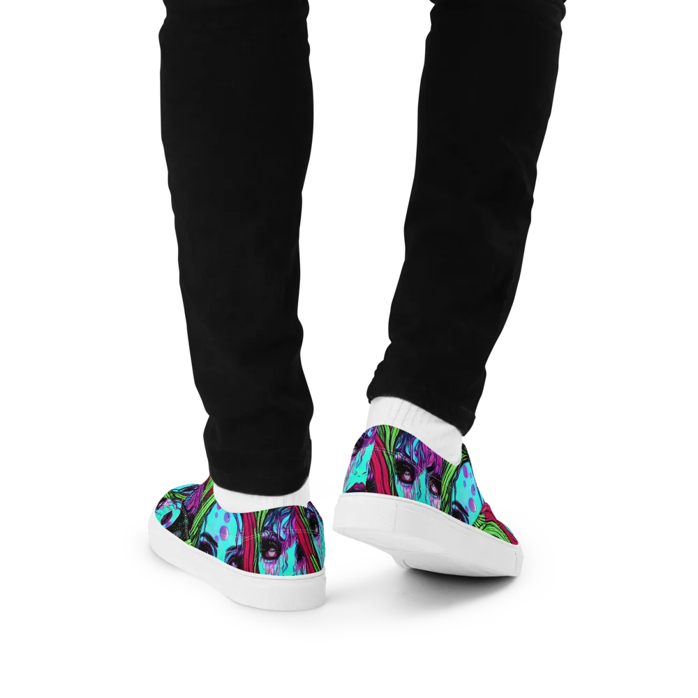 Luminous Nightfall on Men's Lace-Up Canvas Shoes — Back