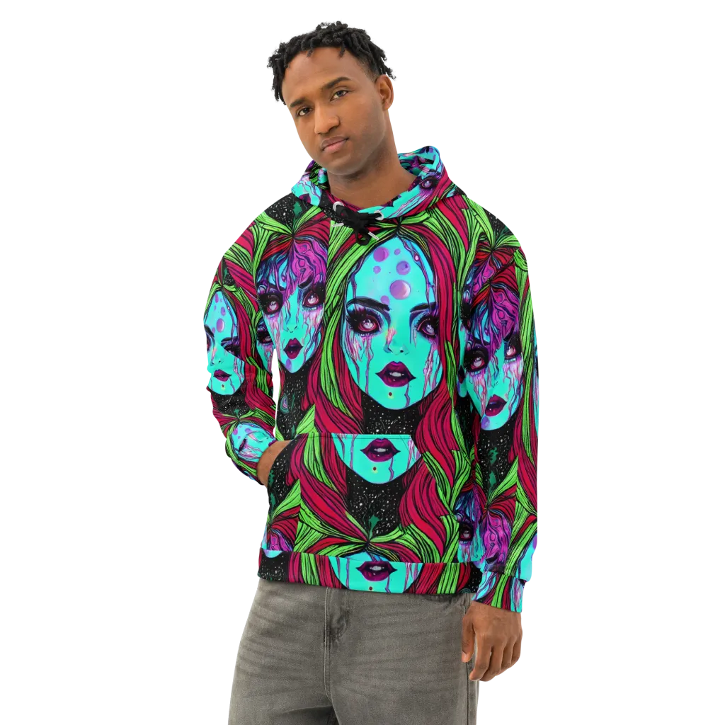 Luminous Nightfall on Cotton Hoodie — Left Front