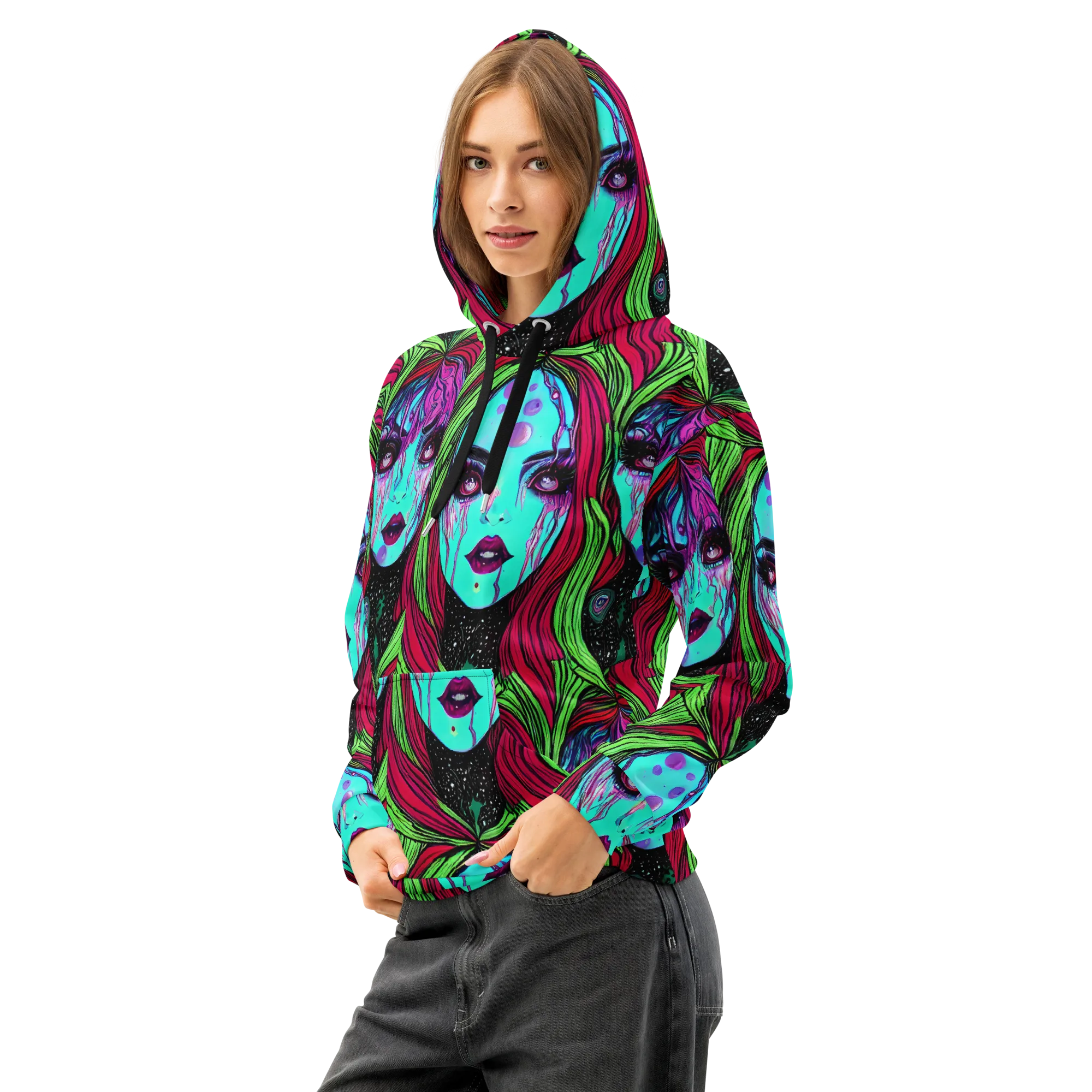 Luminous Nightfall on Cotton Hoodie — Left Front