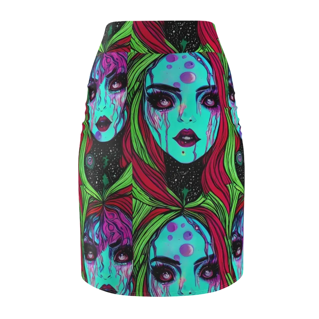 Luminous Nightfall on Pencil Skirt — Back