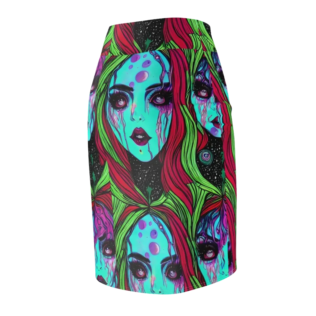 Luminous Nightfall on Pencil Skirt — Back Side