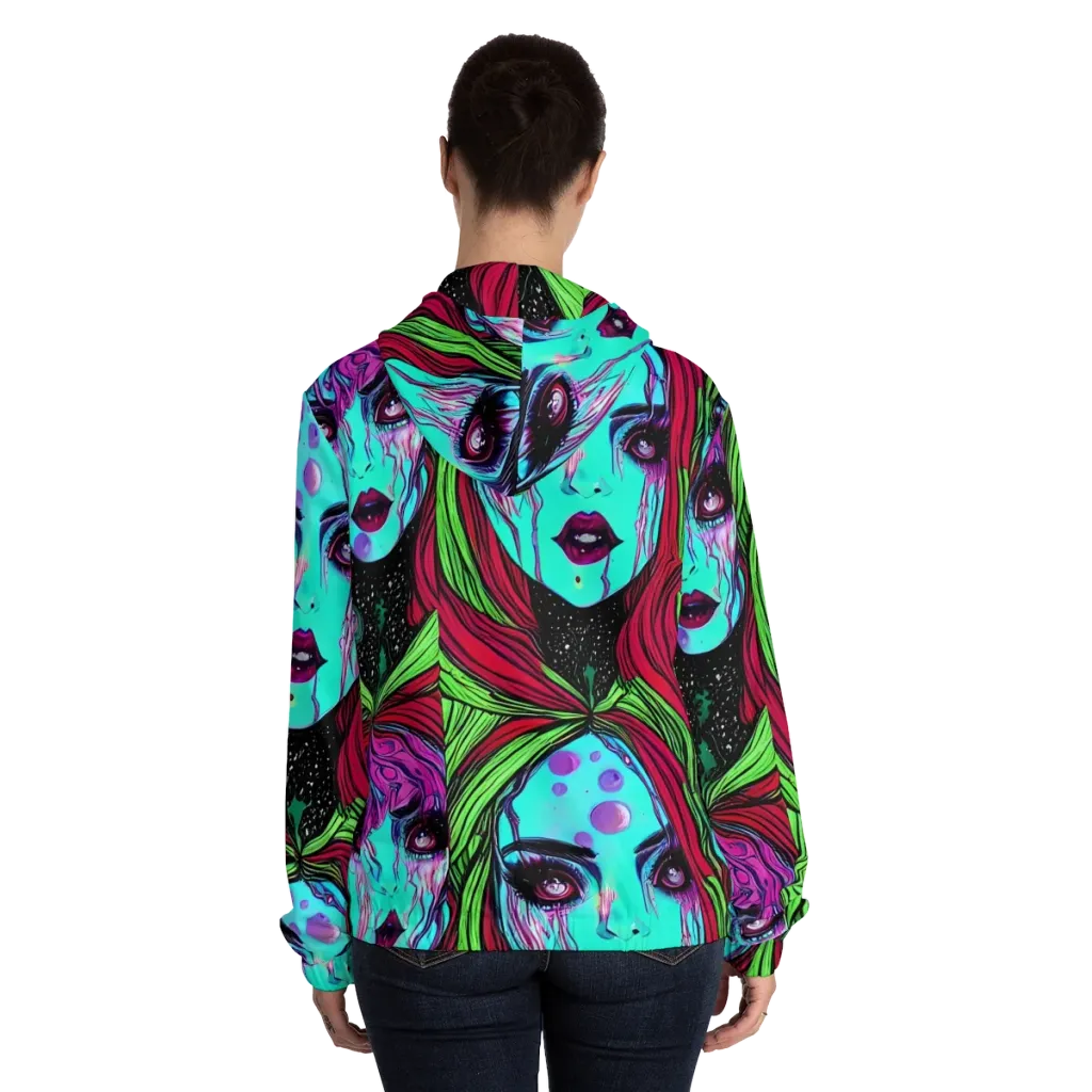 Luminous Nightfall on Women's Full-Zip Hoodie — Back On Person