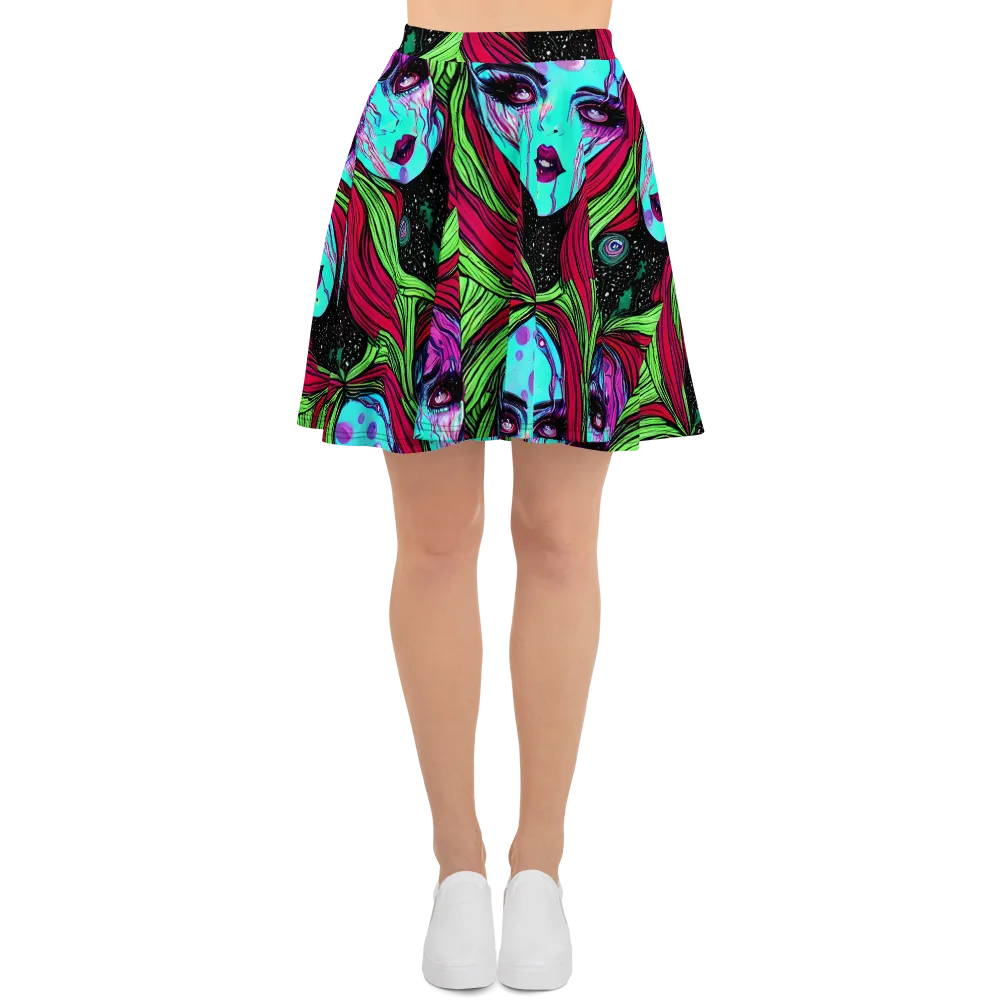 Luminous Nightfall on Skater Skirt — Front