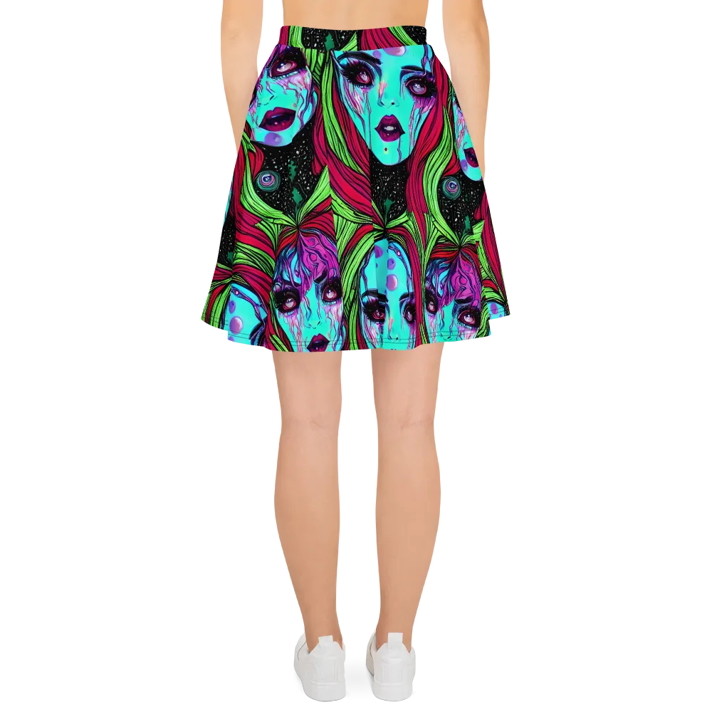 Luminous Nightfall on Skater Skirt — Back
