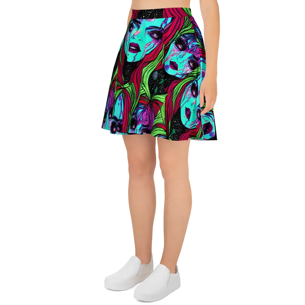 Luminous Nightfall on Skater Skirt — Left