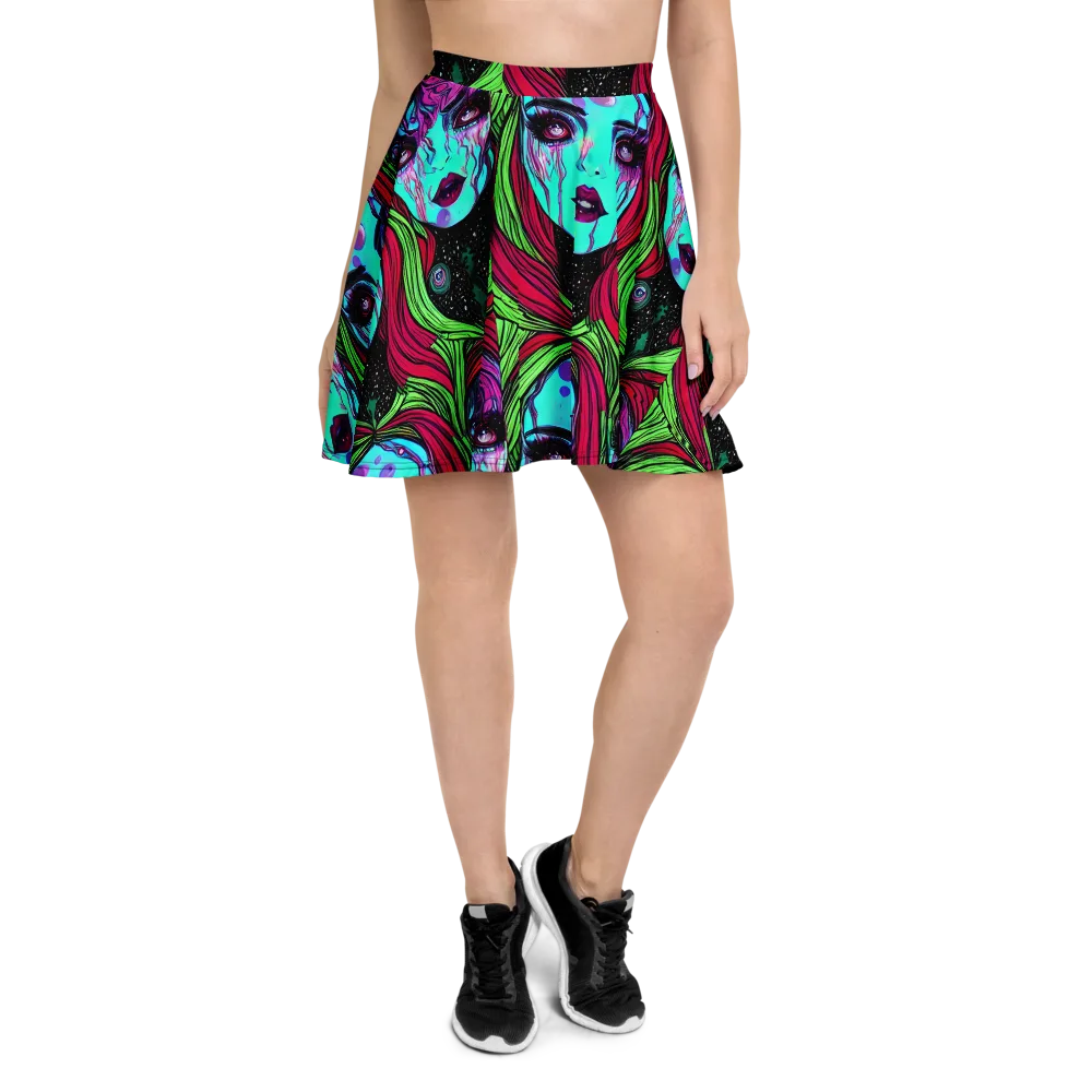 Luminous Nightfall on Skater Skirt — Front