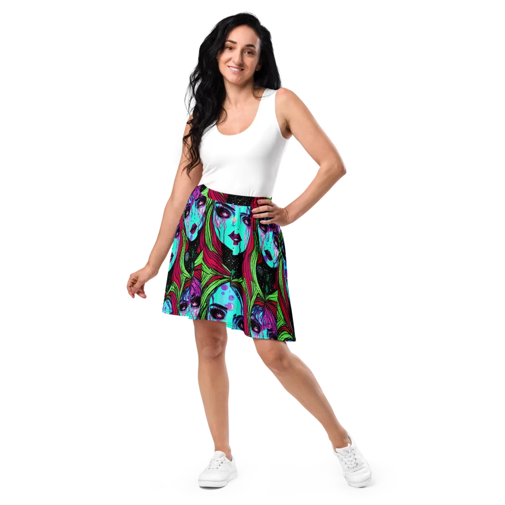 Luminous Nightfall on Skater Skirt — Front