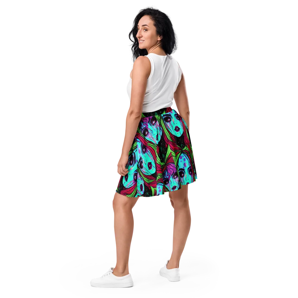 Luminous Nightfall on Skater Skirt — Back