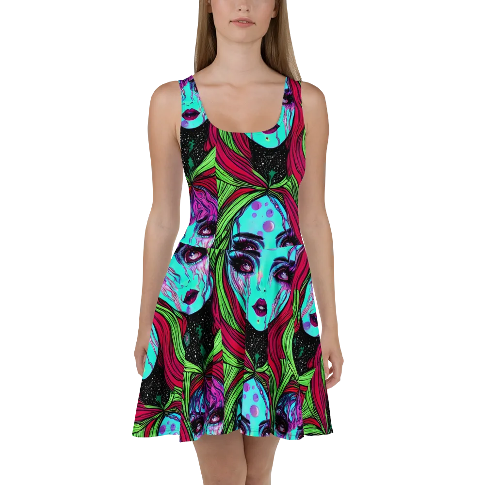 Luminous Nightfall on Skater Dress — Front