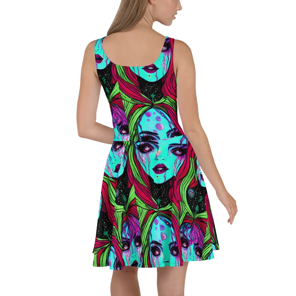 Luminous Nightfall on Skater Dress — Back