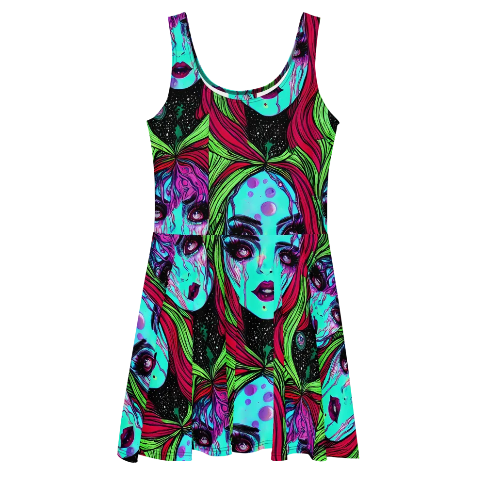 Luminous Nightfall on Skater Dress — Front