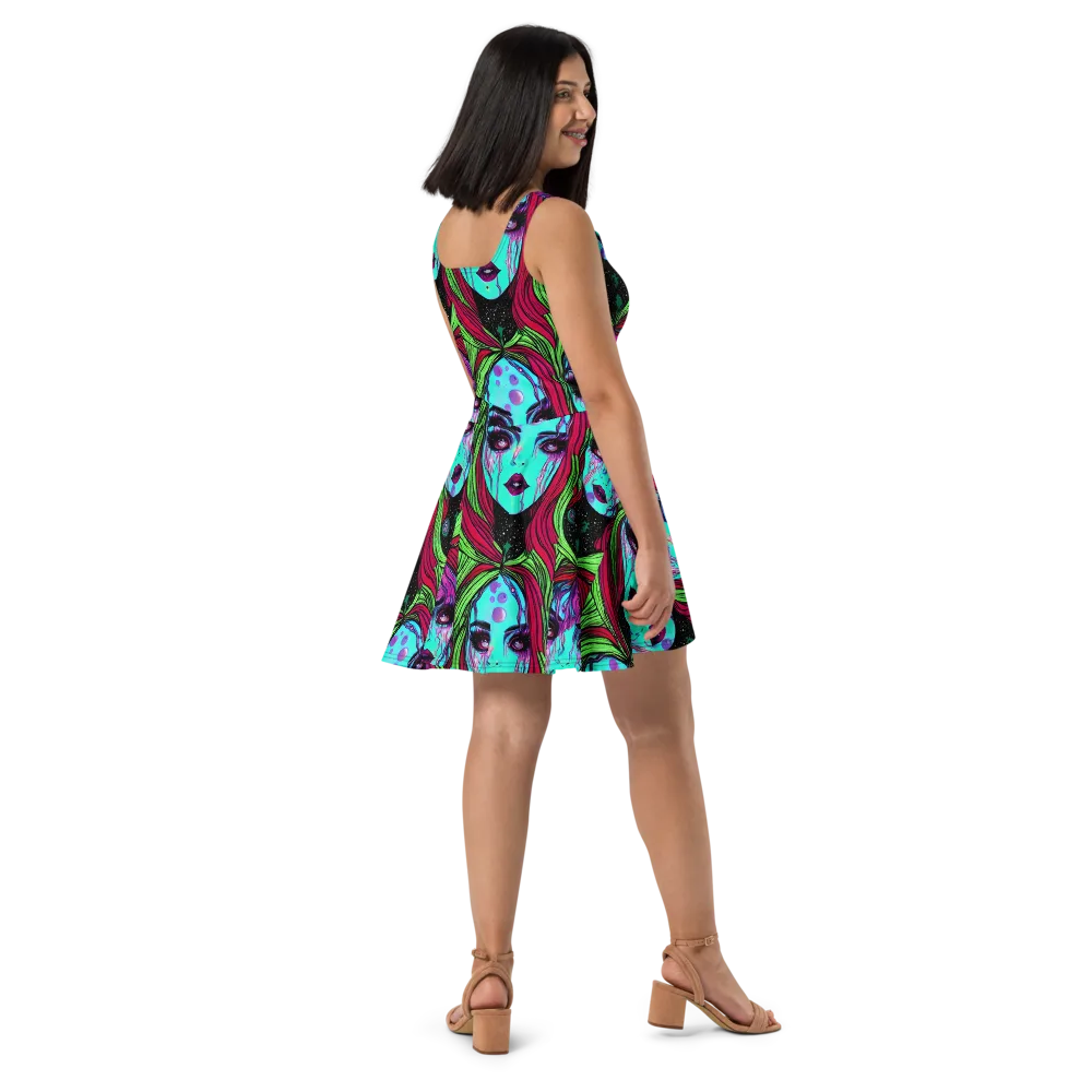 Luminous Nightfall on Skater Dress — Right