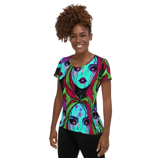 Luminous Nightfall on a Women's Athletic T-Shirt