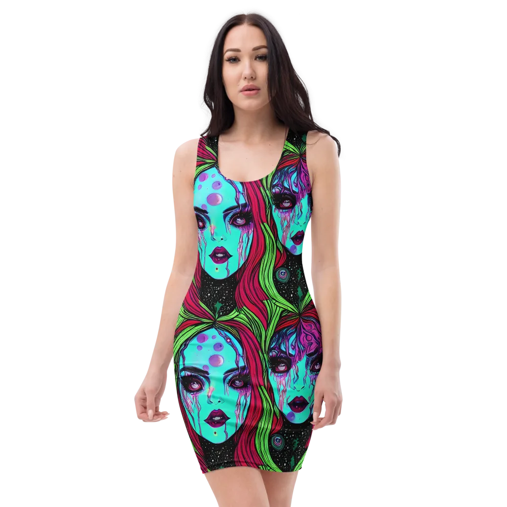Luminous Nightfall on Bodycon Dress — Front