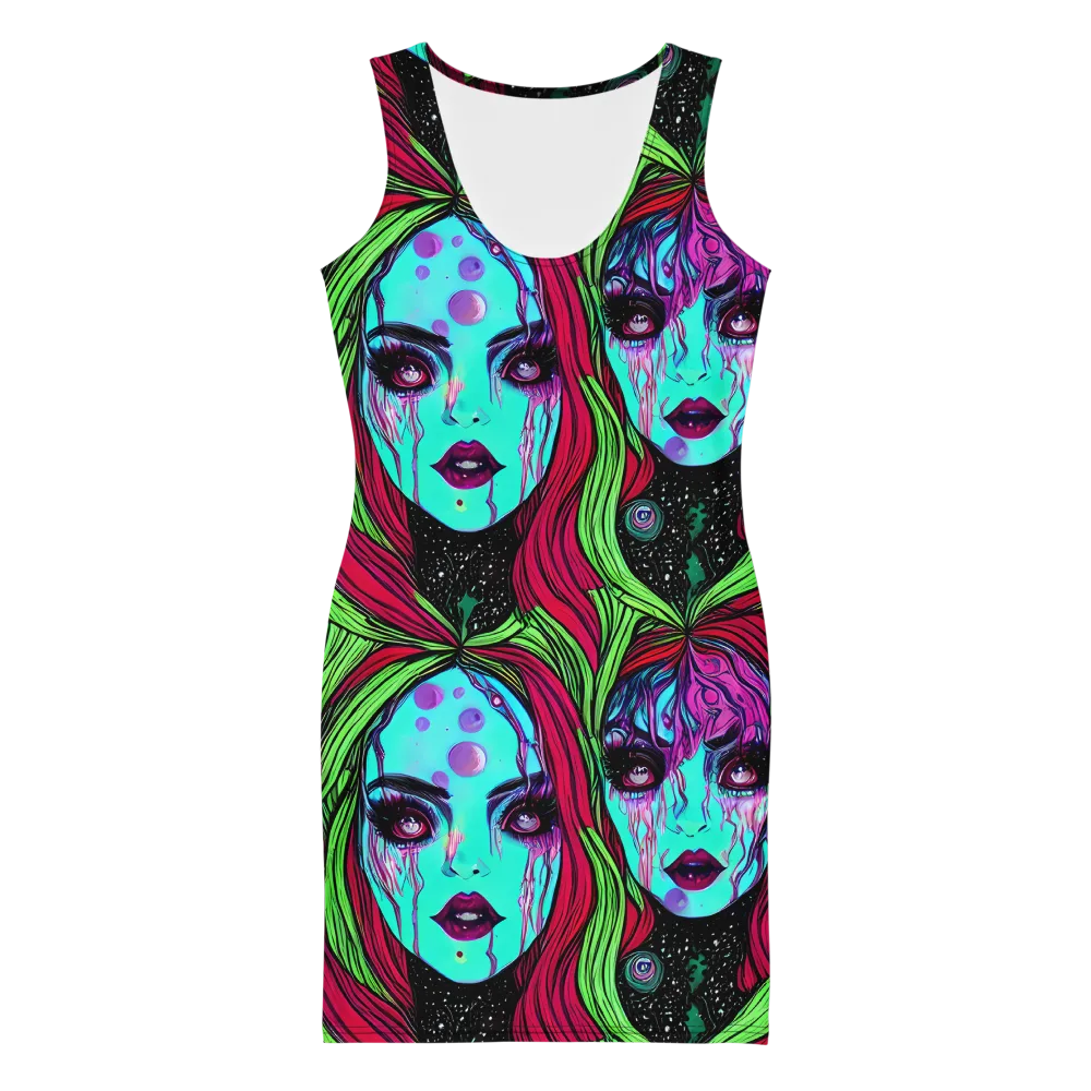 Luminous Nightfall on Bodycon Dress — Front