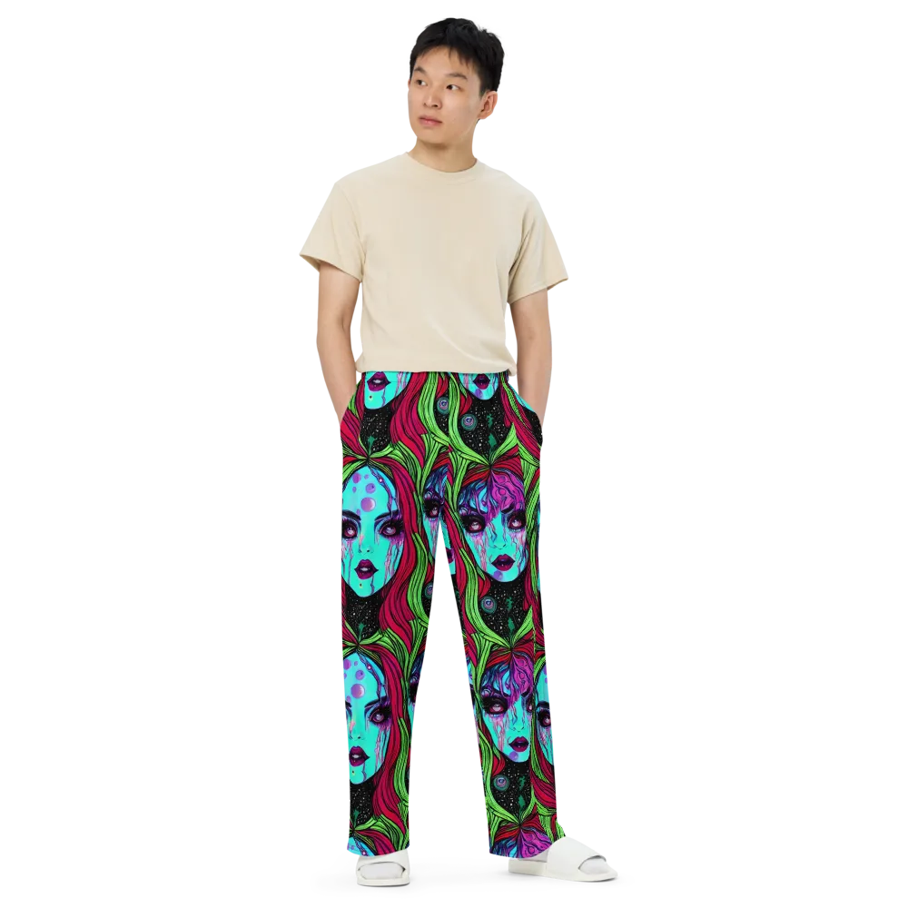 Luminous Nightfall on Wide-Leg Pants — Front