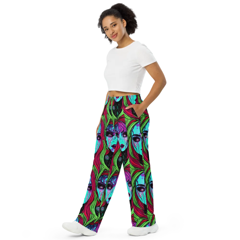 Luminous Nightfall on Wide-Leg Pants — Left Front