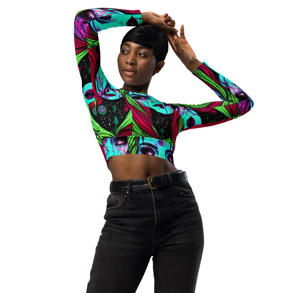 Luminous Nightfall on Long Sleeve Crop Top — Front