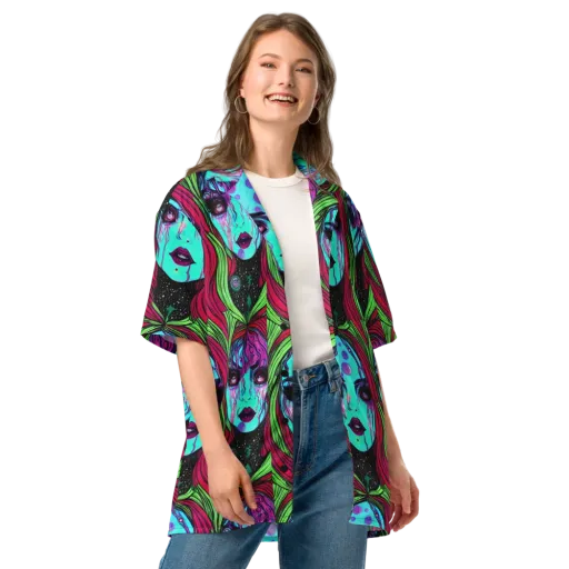 Luminous Nightfall on a Button Shirt
