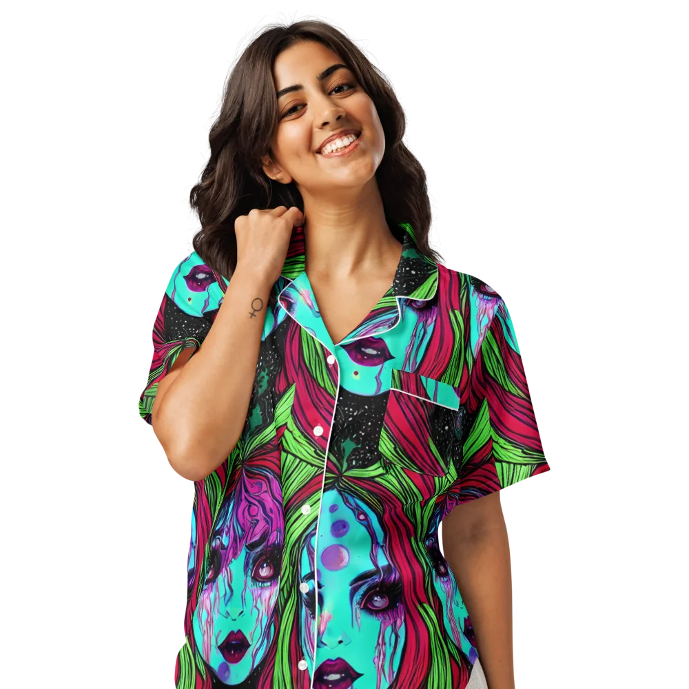 Luminous Nightfall on Women's Short Sleeve Pajama Top — Front