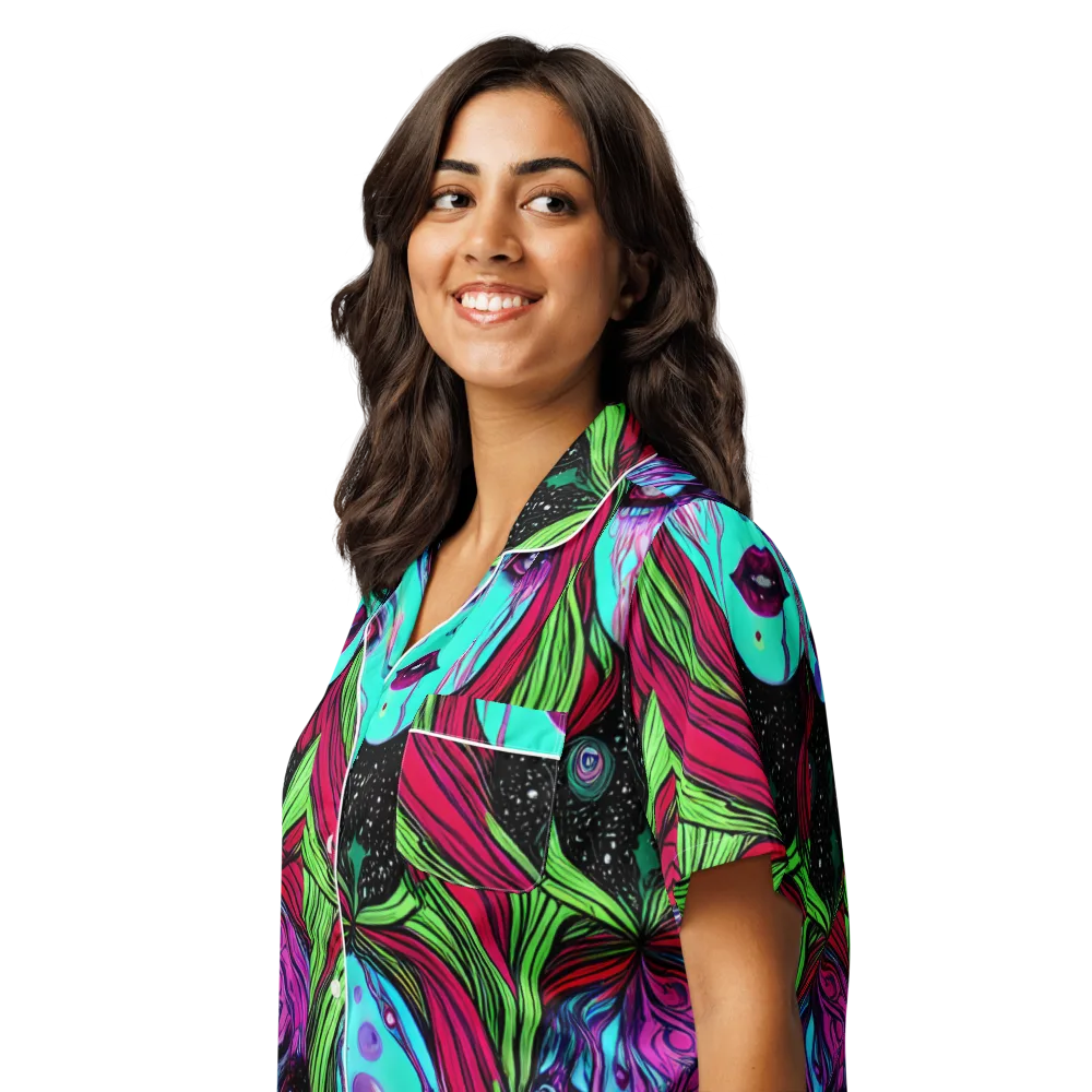 Luminous Nightfall on Women's Short Sleeve Pajama Top — Left Front
