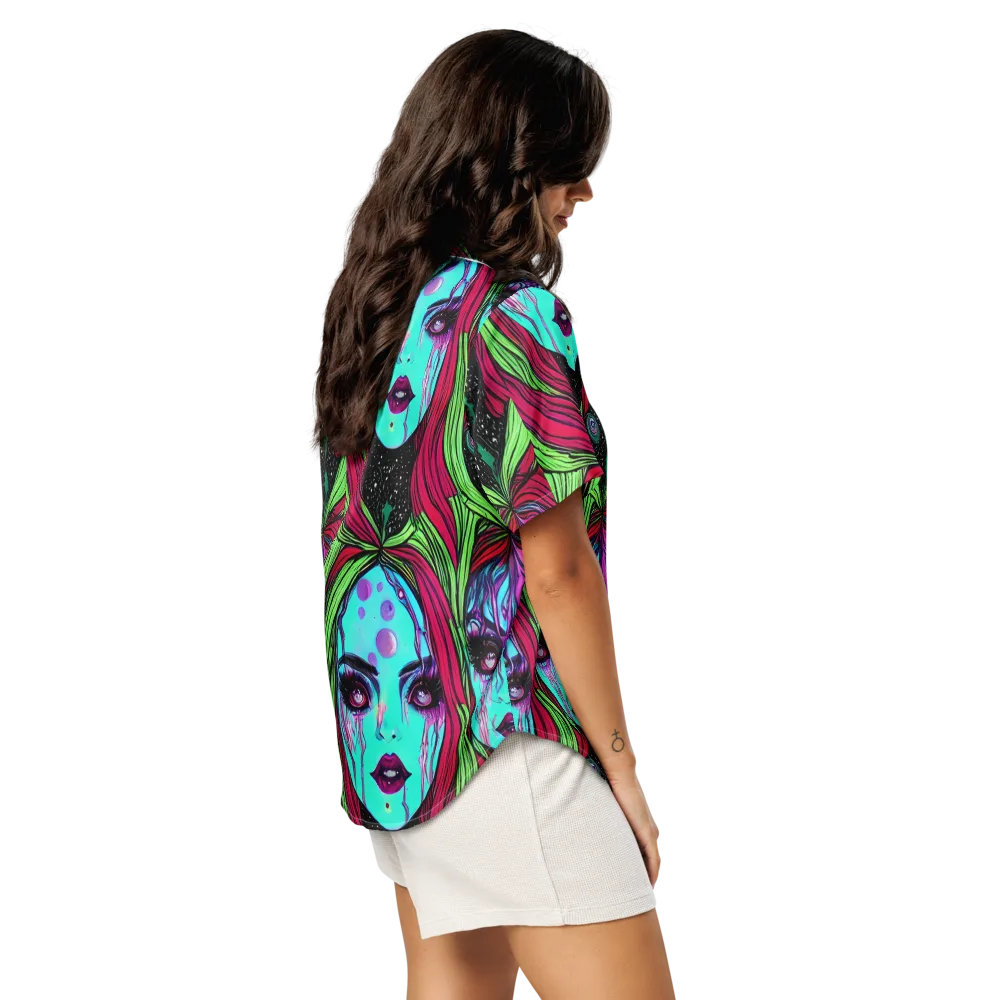 Luminous Nightfall on Women's Short Sleeve Pajama Top — Right Back