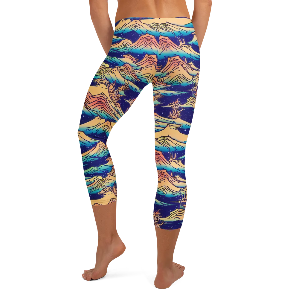 Mystical Mountain Mirage on Capri Leggings — Back