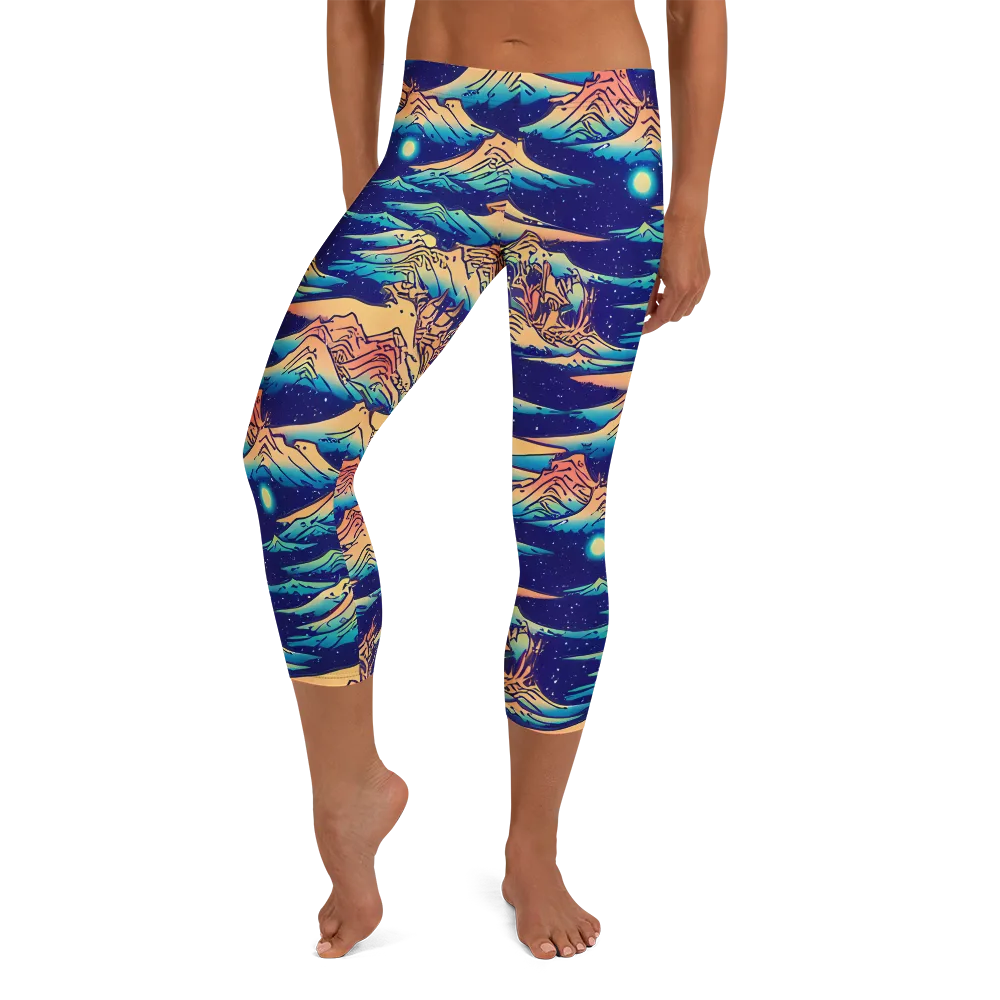 Mystical Mountain Mirage on Capri Leggings — Front