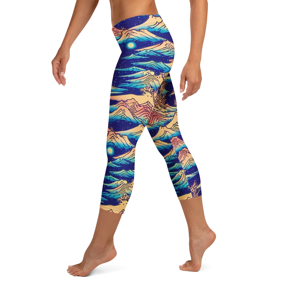 Mystical Mountain Mirage on Capri Leggings — Left