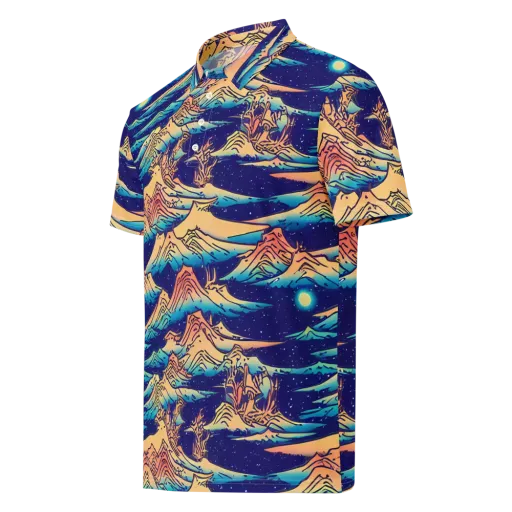 Mystical Mountain Mirage on a Men's Slim Fit Polo Shirt