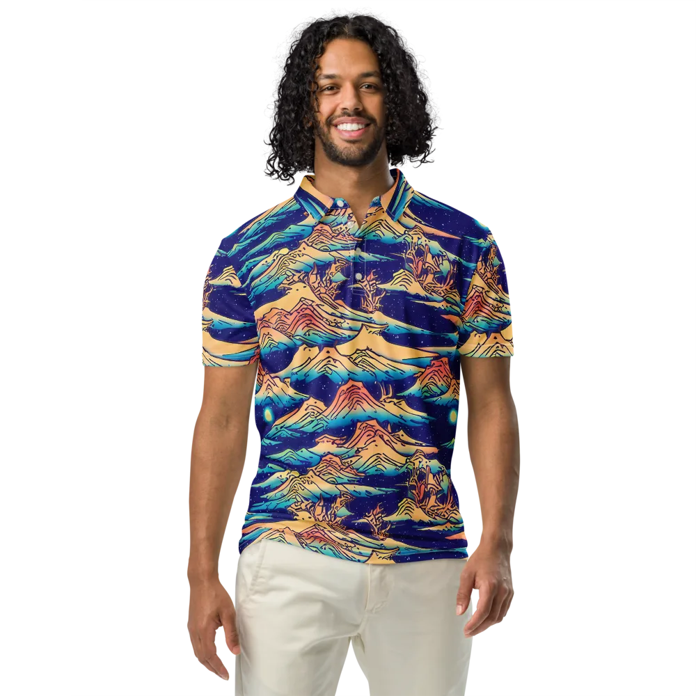 Mystical Mountain Mirage on Men's Slim Fit Polo Shirt — Front