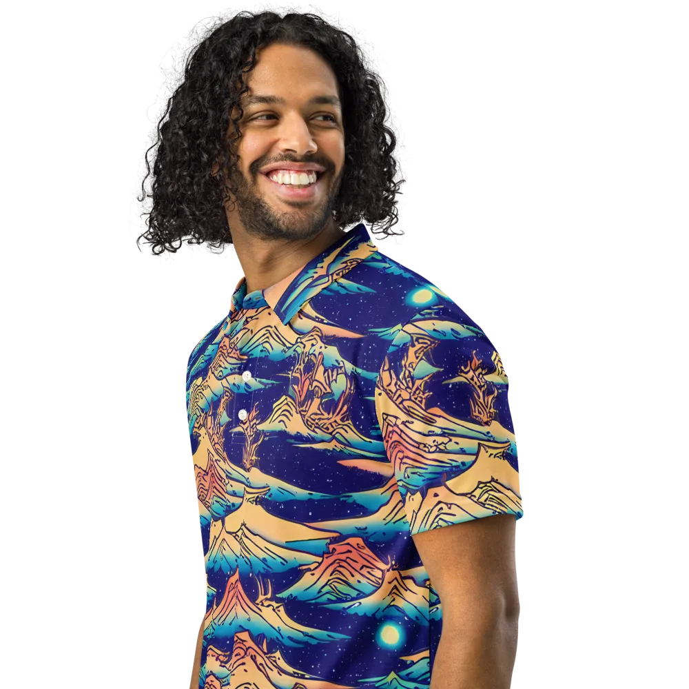 Mystical Mountain Mirage on Men's Slim Fit Polo Shirt — Left Front