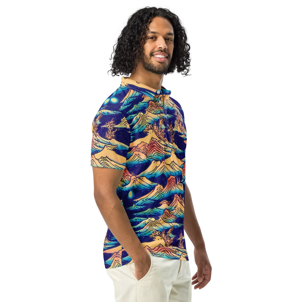 Mystical Mountain Mirage on Men's Slim Fit Polo Shirt — Right Front
