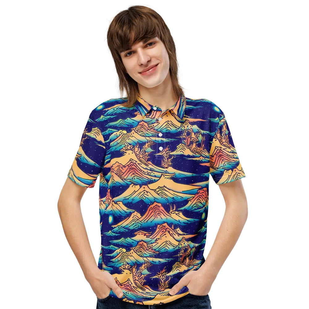 Mystical Mountain Mirage on Men's Slim Fit Polo Shirt — Front