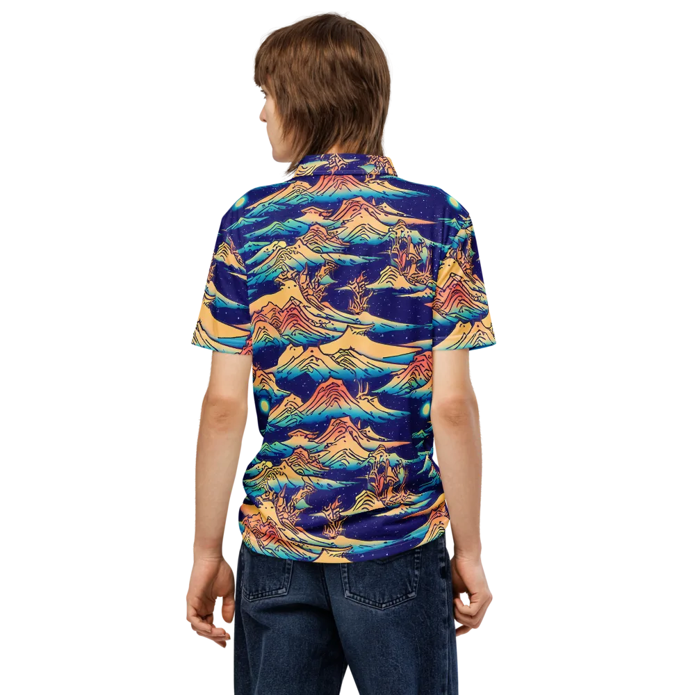 Mystical Mountain Mirage on Men's Slim Fit Polo Shirt — Back