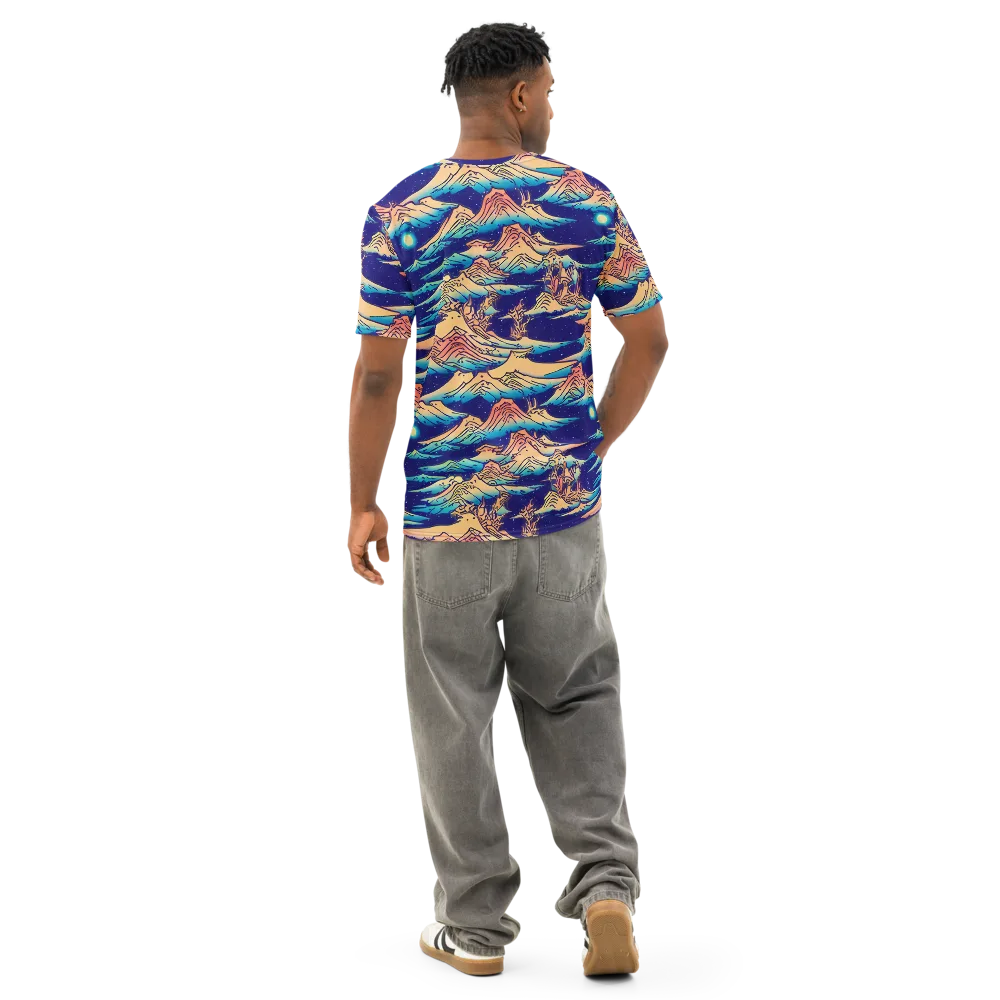 Mystical Mountain Mirage on Men's Cotton Crew Neck T-Shirt — Back