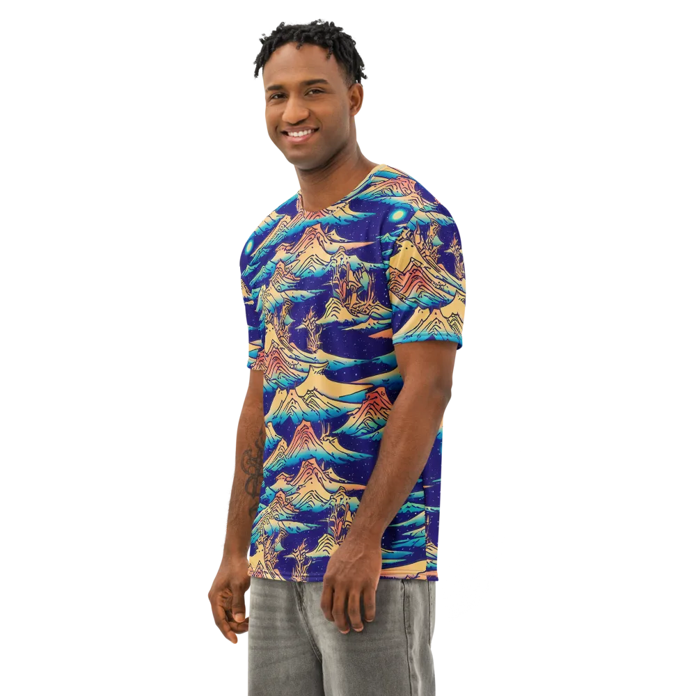 Mystical Mountain Mirage on Men's Cotton Crew Neck T-Shirt — Left Front