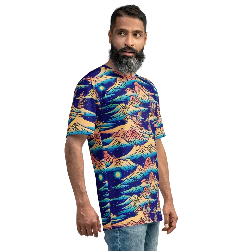 Mystical Mountain Mirage on Men's Crew Neck T-Shirt — Right