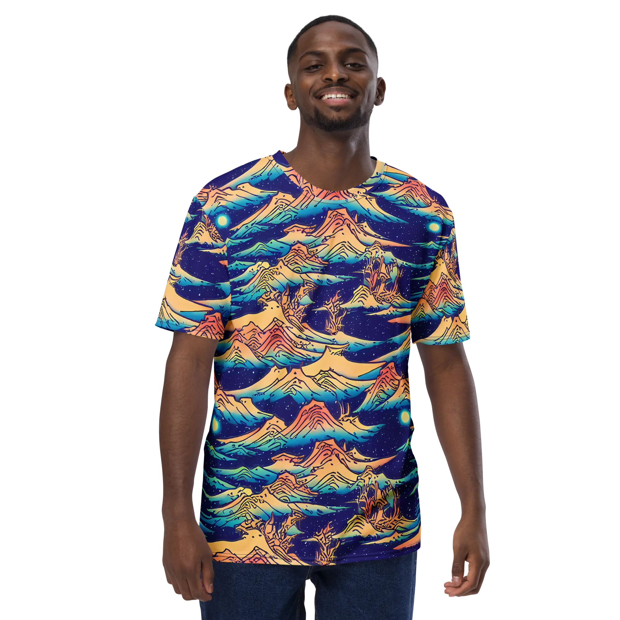Mystical Mountain Mirage on Men's Crew Neck T-Shirt — Front