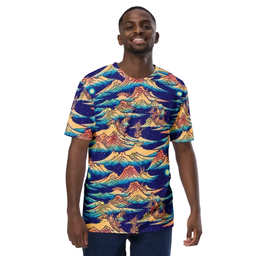 Mystical Mountain Mirage on a Men's Crew Neck T-Shirt