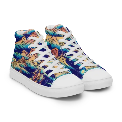 Mystical Mountain Mirage on a Men's High Top Canvas Shoes