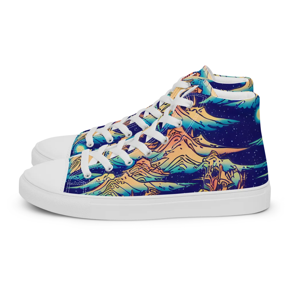 Mystical Mountain Mirage on Men's High Top Canvas Shoes — Left
