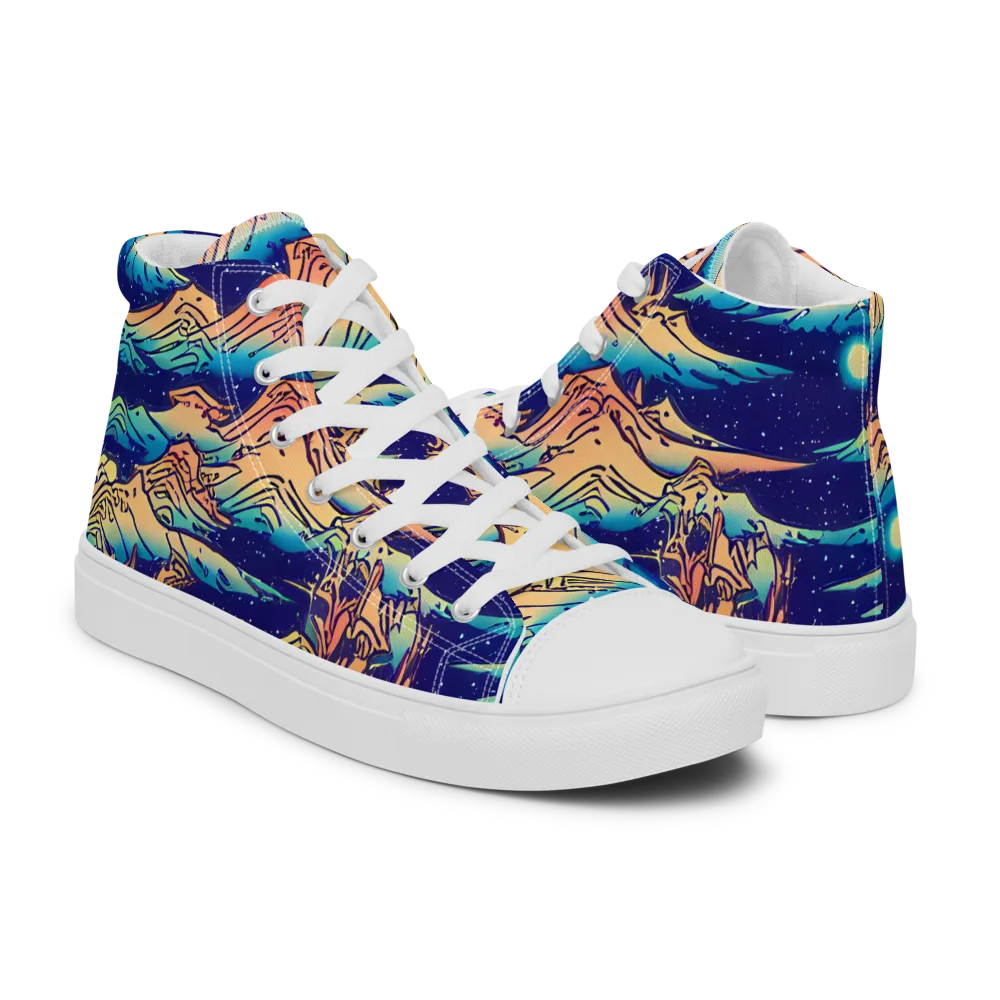 Mystical Mountain Mirage on Men's High Top Canvas Shoes — Right