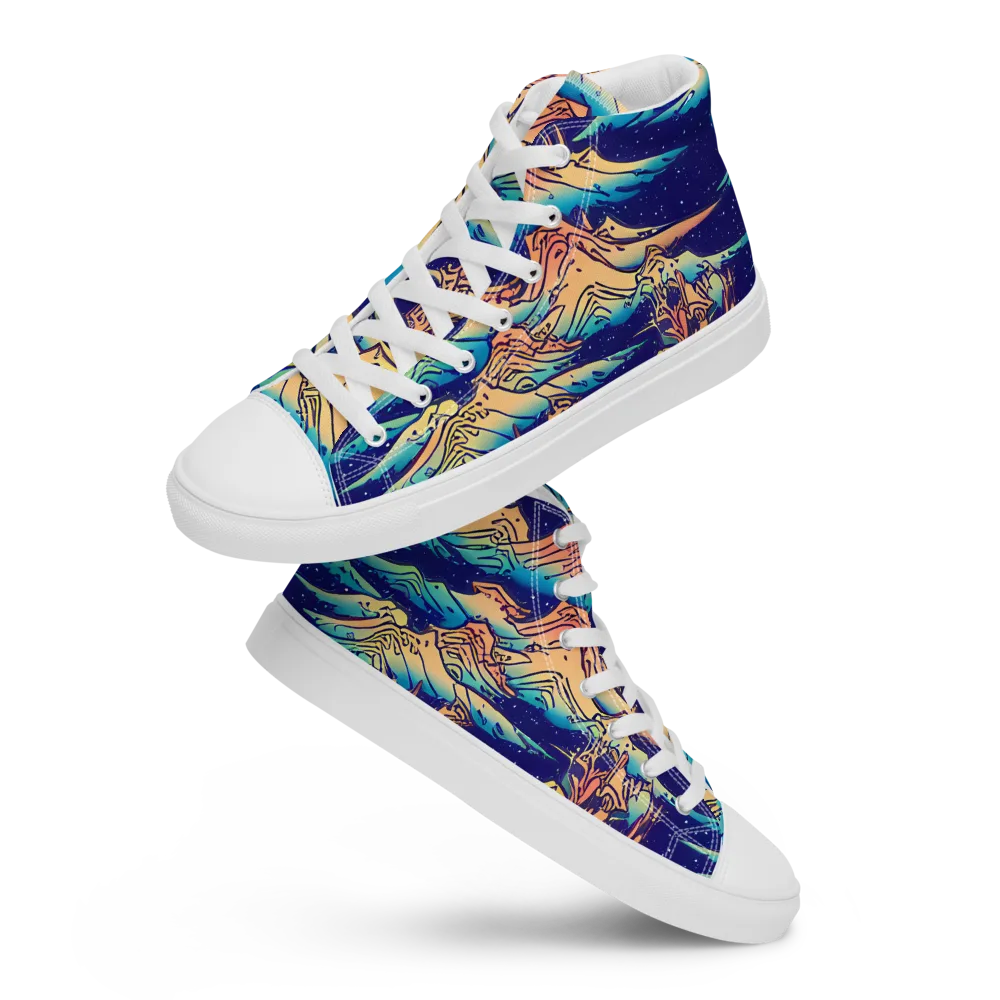 Mystical Mountain Mirage on Men's High Top Canvas Shoes — Front