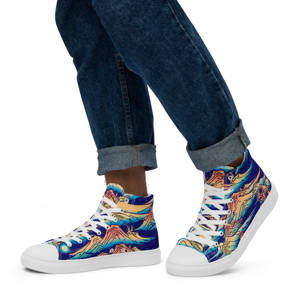 Mystical Mountain Mirage on Men's High Top Canvas Shoes — Left