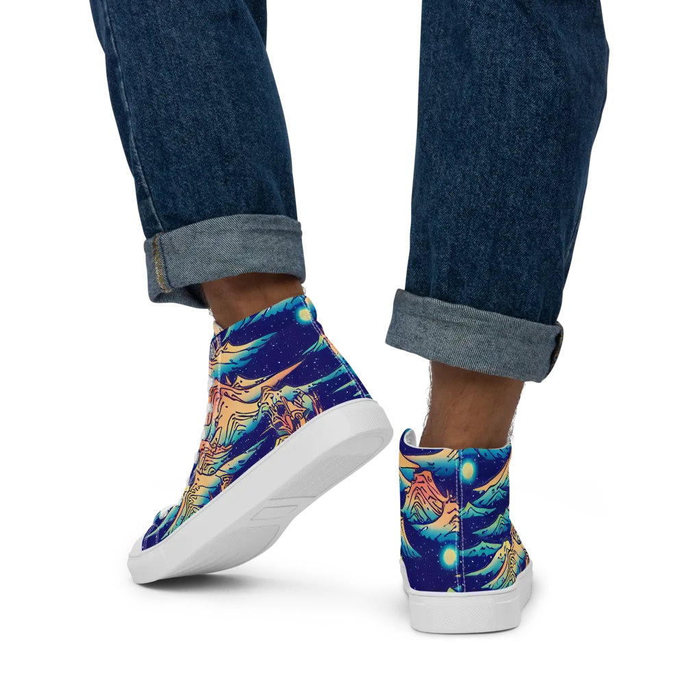 Mystical Mountain Mirage on Men's High Top Canvas Shoes — Back